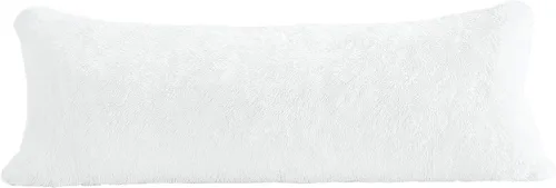 Vista 2 de COIZA - Funda de almohada corporal, de felpa grande, de lujo, ultra suave, con cremallera, fundas de almohada corporal (blanco, 21 x 54 pulgadas)