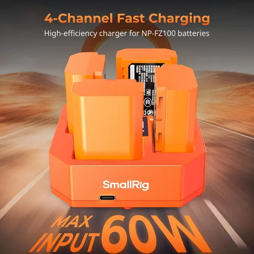 Vista 2 de SmallRig Chager NP-FZ100 de 4 ranuras y batería USB-C NP-FZ100 (paquete de 4)