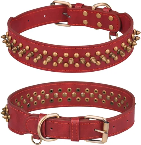 Vista 25 de Serijoars Collar para perro con tachuelas, de piel sintética suave con clavos de hongos, ajustable, para cachorros (XS, Negro)