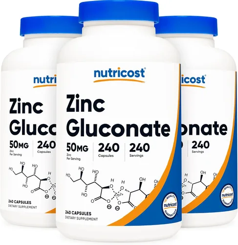 Vista 8 de Nutricost Gluconato de zinc 240 cápsulas vegetales (50 mg) (2 botellas) - Sin gluten y sin OMG