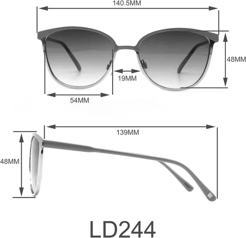 Vista 5 de Ld244 - Gafas de sol redondas de protección UV para mujer, regalos elegantes para ella, 2.165 in
