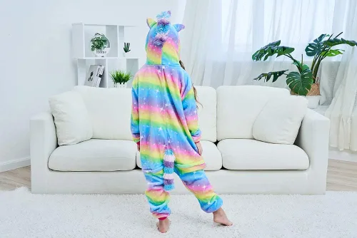 Vista 25 de Pijama de unicornio unisex para niños, enteritos para disfraz, Halloween