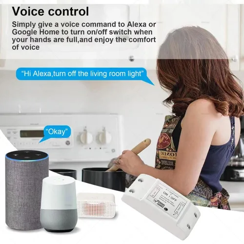Vista 3 de Interruptor inteligente inalámbrico de 10 A, interruptor de luz Wi-Fi compatible con Alexa y Google Home y SmartThings, certificado FCC, no requiere