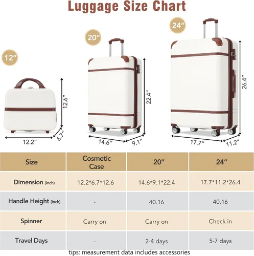 Vista 226 de Merax Equipaje, maleta extensible rígida con ruedas giratorias ligeras, Negro -, 40/48/52