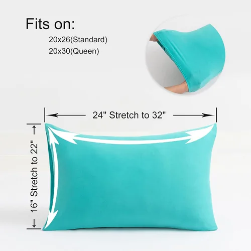 Vista 3 de Paquete de 2 fundas elásticas para almohada - Punto jersey y cierre de sobre, fundas de almohada con mezcla de poliéster ultra suave tipo camiseta