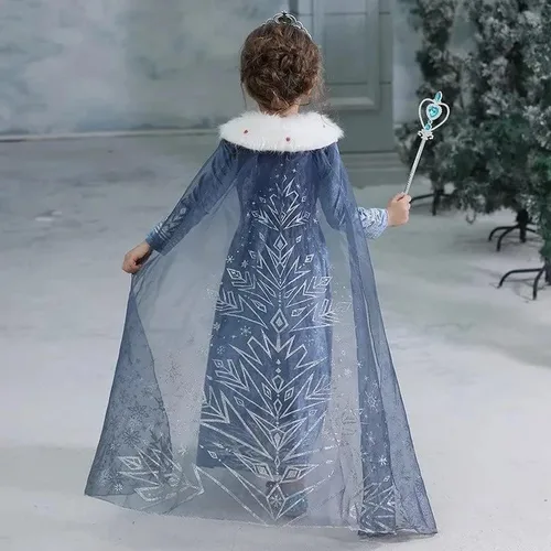 Vista 8 de Disfraz de princesa Elsa Frozen de terciopelo con accesorios