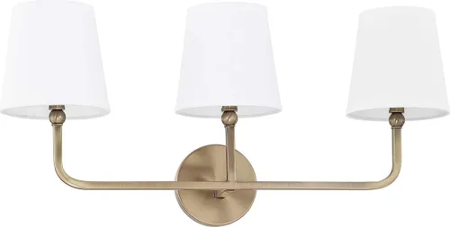 Vista 16 de Capital Lighting 619311AD-674 Dawson Pantalla de Tela Blanca Decorativa Stay-Straight Aplique de Pared, 1-Luz 60 Vatios, 17" H x 6" A, Latón