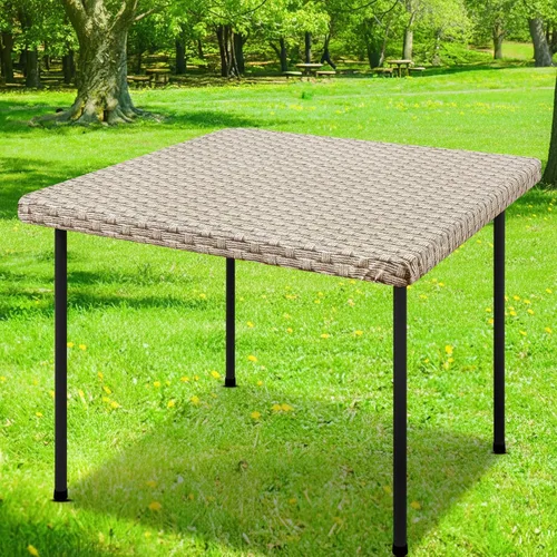 Vista 49 de Smiry Mantel cuadrado para mesa de pícnic, impermeable, elástico, ajustable, para campamento, protector de vinilo con parte trasera de franela Beige