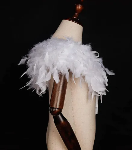 Vista 6 de L'VOW Chal de plumas iridiscente para niños de moda para fiestas de juegos (copos blancos)