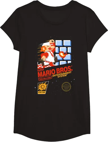 Vista 4 de Super Mario Dashin - Camiseta gráfica de acción, ajuste clásico, cuello redondo, color negro