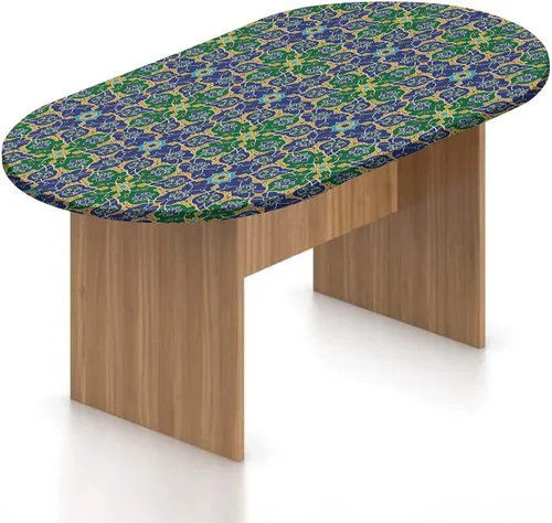 Vista 8 de XISUNYA Mantel ovalado ajustable de poliéster con bordes elásticos para acuario, protector de mesa con estampado de peces dorados saltos fuera