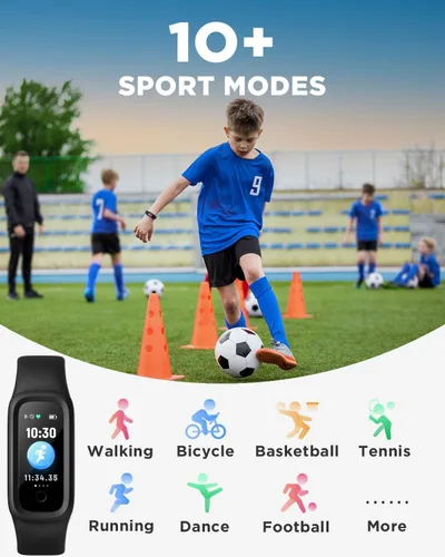 Vista 3 de BIGGERFIVE Vigor 2 L Reloj de seguimiento de actividad para niños para niños y niñas de 5 a 15 años, rastreador de actividad, monitor de frecuencia
