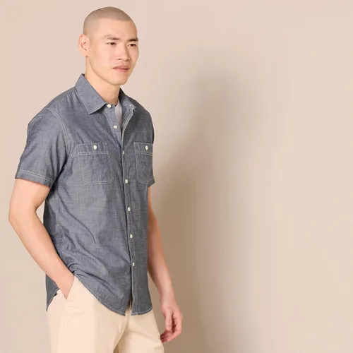 Vista 2 de Tienda Essentials - Camisa de popelina de manga corta de ajuste regular para hombre