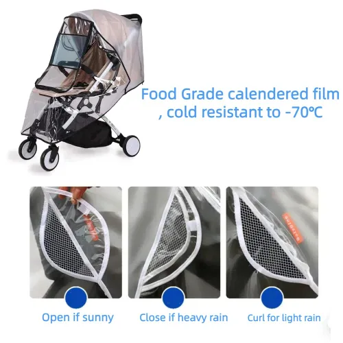 Vista 7 de Funda de lluvia para cochecito, cubierta de lluvia para moisés, cubierta de cochecito de invierno, protector universal para viajes, transpirable