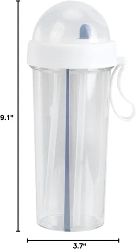 Vista 6 de YOUTHINK Botella de agua con pajilla, 20.3 fl oz, transparente, reutilizable, doble uso, botella de agua con pajita para el hogar, al aire libre