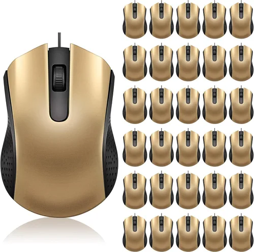 Vista 10 de Bonuci Paquete de 30 ratones USB con cable de 3 botones para computadora, mouse USB a granel para PC, laptop, oficina, escuela, uso en el aula Negro