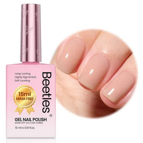 Vista 33 de Beetles - Esmalte de gel blanco, 0.5 onzas líquidas, tamaño completo, sin A - Creme White Hema Free white Rhythm