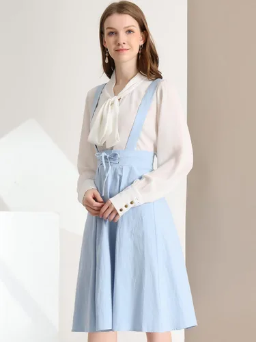 Vista 4 de Allegra K Women's Suspender Braces Skirts Elastic Waist Overall Dress