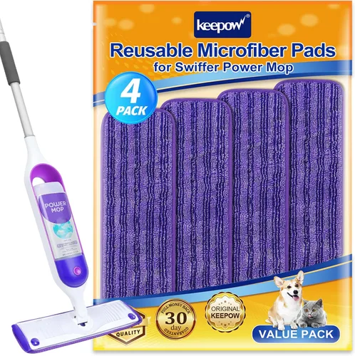 Vista 13 de KEEPOW - Almohadillas de repuesto reutilizables para mopa eléctrica compatibles con Swiffer PowerMop Power Mop Mopping Pad Refills for Wood Floor