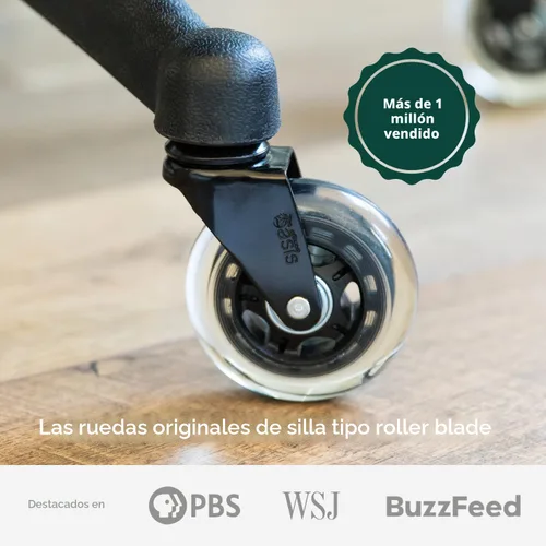 Vista 2 de Ruedas para silla de oficina originales de The Office Oasis (como se ve en PBS) - Ruedas suaves y silenciosas - Seguras para suelos de madera
