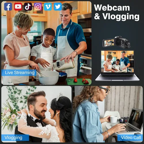 Vista 5 de Gcasio 8K 64MP videocámara cámara de vídeo 18X zoom digital YouTube Vlogging Cámara web IR visión nocturna WiFi 3.0 "Videocámaras con pantalla