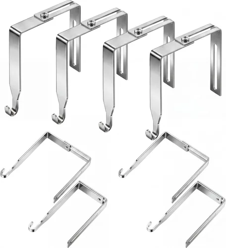 Vista 9 de Amylove 4 ganchos ajustables para cubículos, ganchos universales de metal para cubículos, para colgar puertas, ajustables para adaptarse a paneles