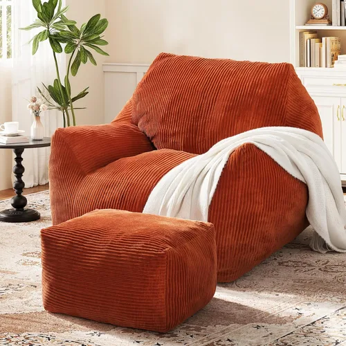 Vista 12 de Puf grande para adultos, ultra suave, para sala de estar Beige