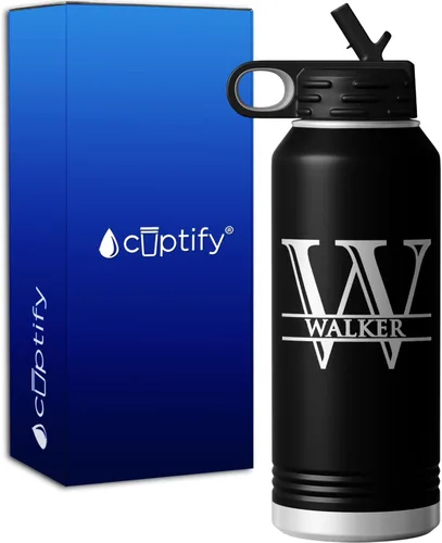 Vista 59 de Vaso personalizado de regalo de cumpleaños para mujeres y hombres, con monograma de escritura dividida, inicial y nombre grabado en negro, taza