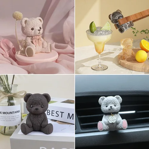 Vista 6 de Moldes de resina de oso, 2 moldes de silicona de oso 3D para fundición de resina, molde de resina epoxi de animales lindos para fondant, chocolate
