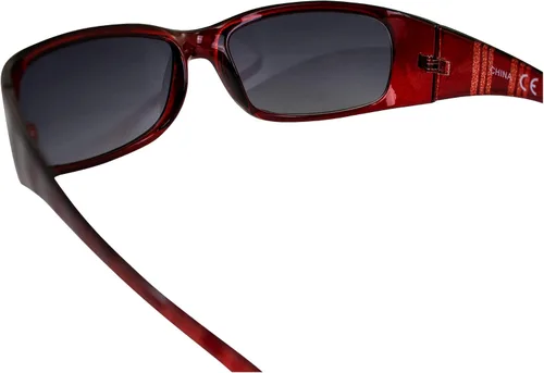 Vista 5 de AlterImage Boardwalk Fashion - Lentes de sol retro para mujer, montura roja envolvente con lentes ahumados degradados, rojo (Red-Smoke)
