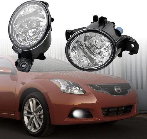 Vista 2 de Lámparas antiniebla de 9 LED con lente de cristal real Compatibles con Nissan Rogue Altima Sentra Maxima Versa Pathfinder (2X)