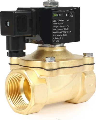 Vista 15 de U.S. Solid Válvula solenoide de latón de 1/2" -110V 120V AC, normalmente cerrada, válvula eléctrica de 10 bar para agua, aire, diesel