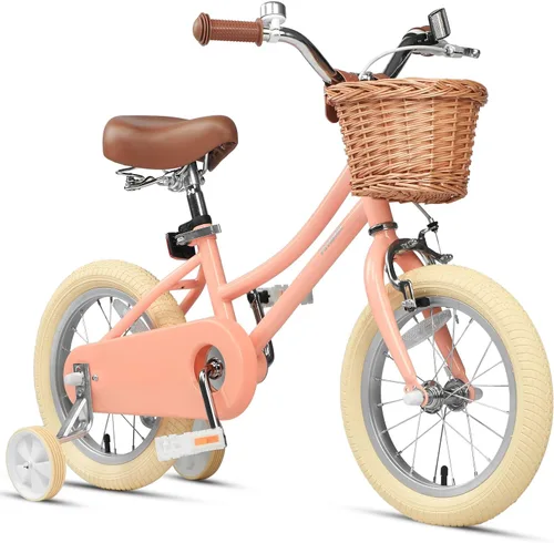Vista 39 de Petimini Vintage Kids Bike for Girls, 12–20 Inch Classic Bicycle with Wicker Basket & Bell, High Tensile Steel Frame, Training Wheels (12–18”), 85%