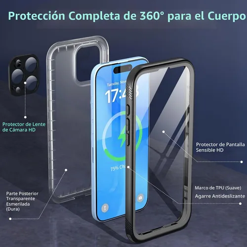 Vista 4 de SOKUSIN Funda Impermeable para iPhone 14 Pro Max - Funda Protectora de Cuerpo Completo con Protector de Pantalla y Cámara Incorporado, Resistente a
