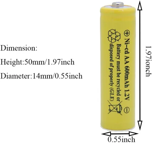 Vista 2 de AA NiCd 600mAh 1.2V Baterías solares recargables para jardín al aire libre luces solares lámpara (20 unidades AA amarillo)