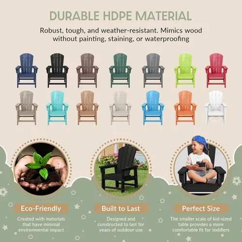 Vista 6 de WestinTrends Malibu Kids - Silla de patio de plástico HDPE Adirondack para exteriores, color negro