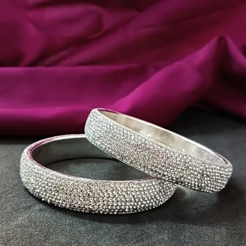 Vista 2 de Efulgenz Rhinestone Bangle Bracelet CZ Crystal Bridal Wedding Party Bracelet Indian Bangle Set Fashion Jewelry for Women (2 Pcs)