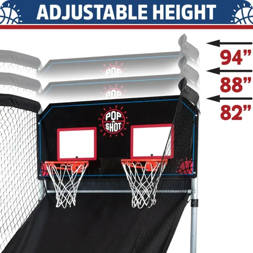 Vista 8 de Pop-A-Shot - Home Dual Shot Juego de baloncesto arcade para el hogar Aro de puntuación con sensor, 16 modos de juego, 7 bolas Plegable para un