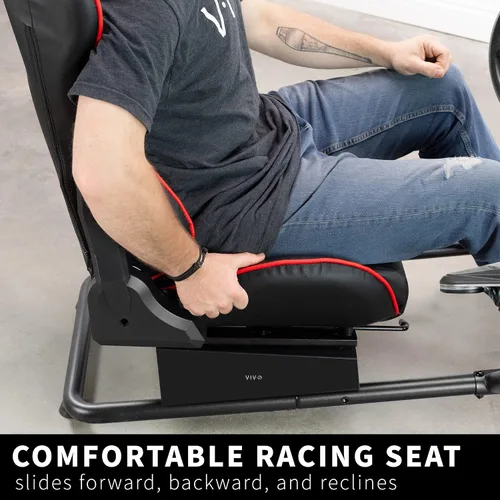 Vista 6 de VIVO Racing Simulator Cockpit with TV Mount, Wheel Stand, Gear Mount, Chair and Frame Only, Fits Logitech, Thrustmaster, Fanatec, Compatible with
