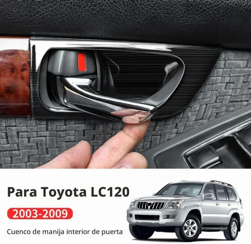Vista 2 de Panel de manija de puerta de acero inoxidable para Toyota Land Cruiser Prado 120 2003-2009 2008 2007 2006 2005 2004 LC120 Accesorios de decoración
