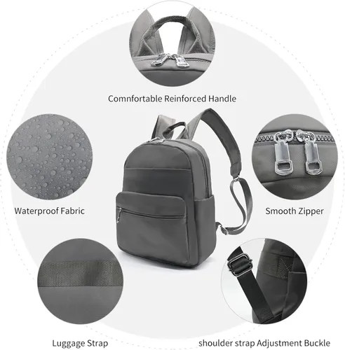 Vista 6 de PS PETITE SIMONE Mochila pequeña para mujer, minilatera, mochila casual a la moda, Gris, Casual