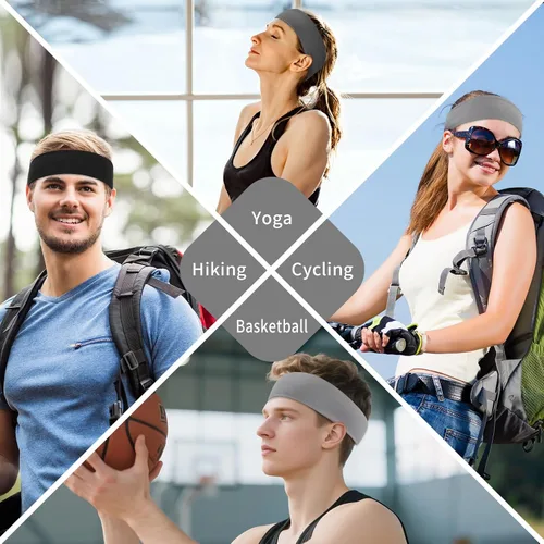 Vista 6 de 12 unidades de bandas deportivas para mujeres, bandas de pelo elásticas y suaves antideslizantes, diadema de moda para entrenamiento, yoga, correr