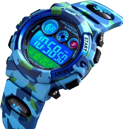 Vista 2 de FANMIS Relojes deportivos para niños, reloj digital electrónico LED, multifunción, 164.0 ft, impermeable, 2 veces, cronómetro colorido