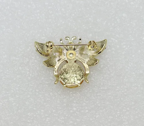 Vista 5 de Faship Broche de cristal con diamantes de imitación amarillos, Metal, Cristal