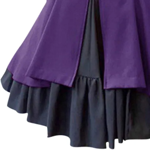 Vista 3 de Vestido gótico Lolita para mujer, estilo vintage, de manga larga, talla grande, estilo renacentista, retro, falda de princesa, con volantes