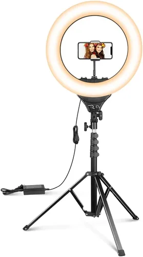 Vista 10 de UBeesize 10" Ring Light with 62" Tripod Stand, Phone Holder and Remote