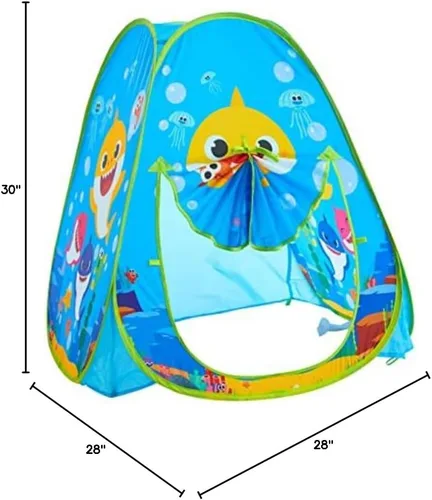 Vista 5 de Baby Shark - Tienda de campaña desplegable para niños, 28 x 28 x 30 pulgadas, casa de juegos plegable para interiores y exteriores, ligera