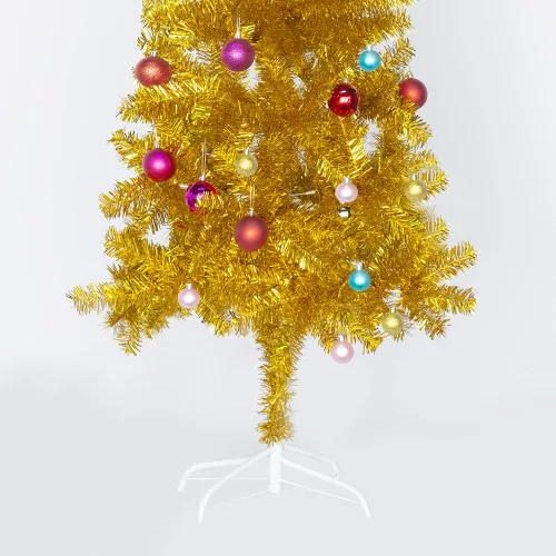 Vista 3 de Wellwood - Árbol de Navidad dorado, con forma de guirnaldas, soporte de metal, fácil de montar