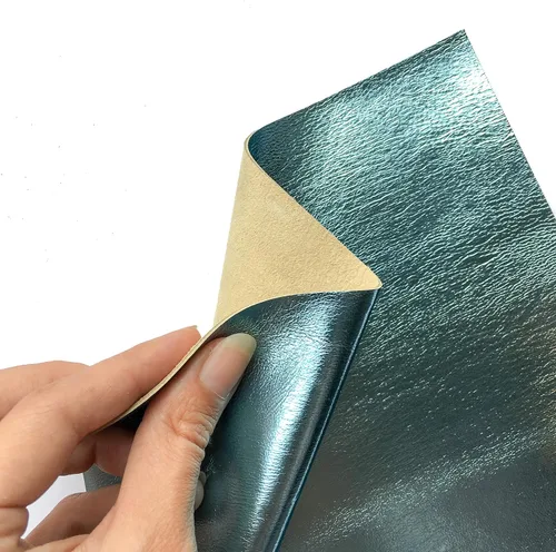 Vista 2 de Piel de cordero metálica azul claro real: material de cuero genuino brillante para costura, manualidades y fabricación de joyas