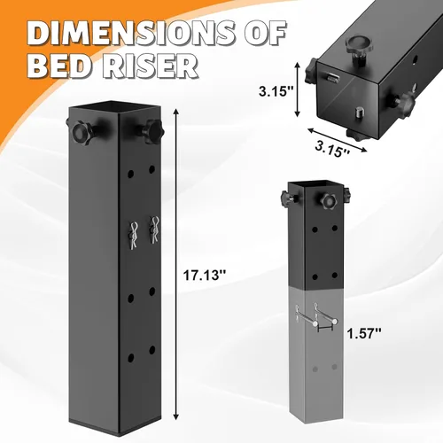 Vista 4 de Paquete de 4 elevadores de cama para dormitorio universitario, extensor de cama resistente de 1.5 a 3.15 pulgadas de diámetro, con 4 niveles